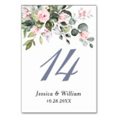 Eukalyptus Pink Blush Rose Hochzeit Tischnummer (Rückseite)