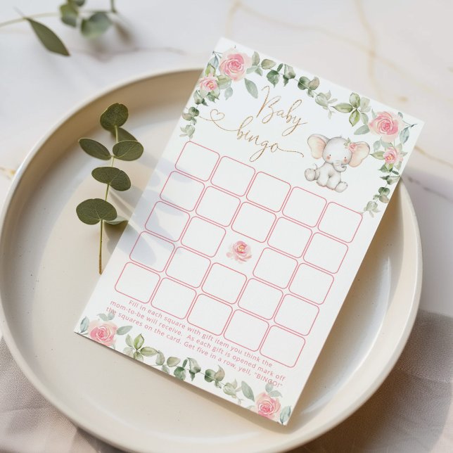 Eukalyptus pink Elefant Baby-Bingo-Spiel (Von Creator hochgeladen)