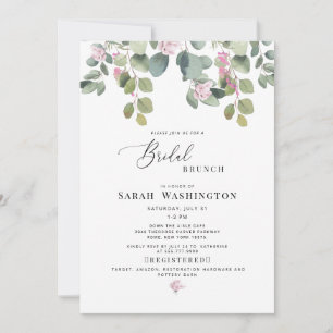 Eukalyptus Pink Floral Bridal Brunch Einladung