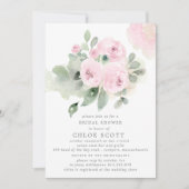 Eukalyptus Pink Rose Brautparty Einladung (Vorderseite)