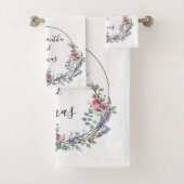 Eukalyptus pink roses wassercolor badhandtuch set (Insitu)