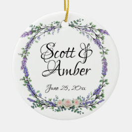 Eukalyptus pink-weiße Rosen Keramik Ornament