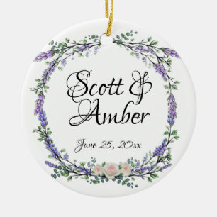 Eukalyptus pink-weiße Rosen Keramik Ornament