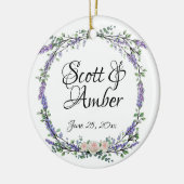 Eukalyptus pink-weiße Rosen Keramik Ornament (Links)