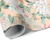 Eukalyptus Pink White Floral Boho Bridal Geburtsta Geschenkpapier (Rolleneckpunkt)