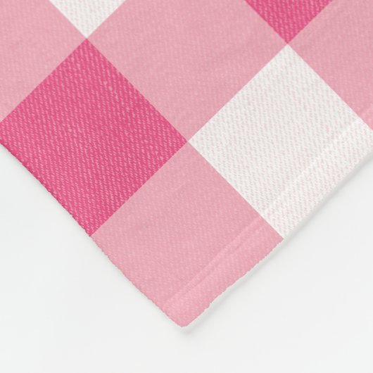 Eukalyptus Pink & White Gingham Karo Fleecedecke (Ecke)
