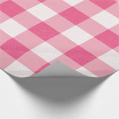 Eukalyptus Pink & White Gingham Karo Kariert Geschenkpapier (Ecke)
