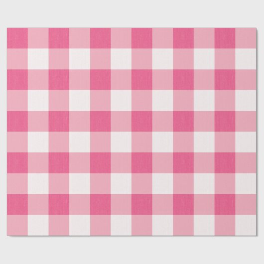 Eukalyptus Pink & White Gingham Karo Kariert Geschenkpapier (Flach)