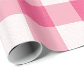 Eukalyptus Pink & White Gingham Karo Kariert Geschenkpapier (Rolleneckpunkt)