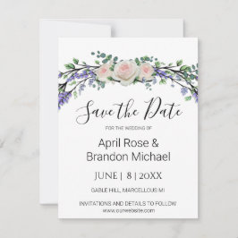 Eukalyptus pinkfarbene Rosen Save the Date