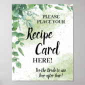 Eukalyptus Place Recipe Card Brautparty-Zeichen Poster (Vorne)