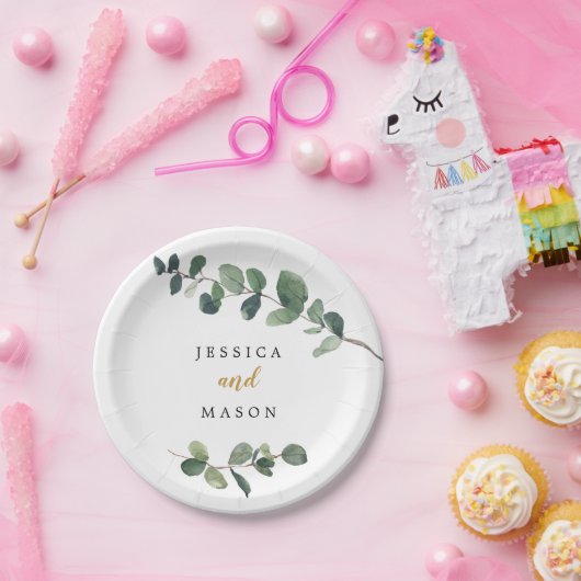 Eukalyptus-Polterabend-Papierplatte Pappteller (Party)