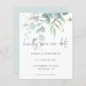 Eukalyptus Powder Blue Gold Save the Date (Vorne/Hinten)