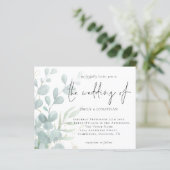 Eukalyptus Powder Blue Wedding Einladung (Stehend Vorderseite)