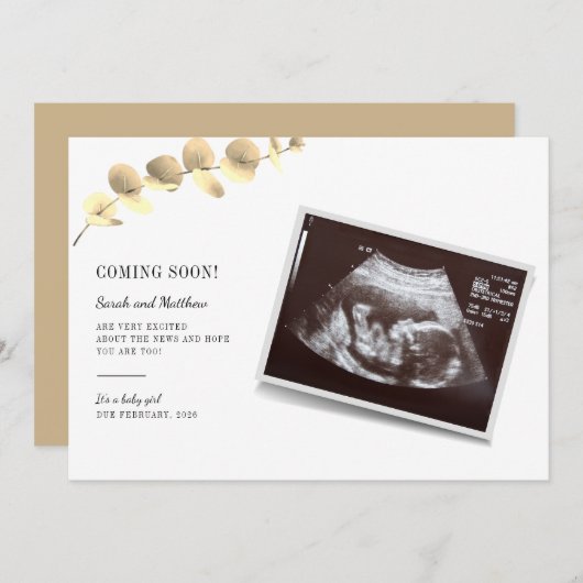 Eukalyptus Pregnancy Announcement Baby Reveal (Vorne/Hinten)