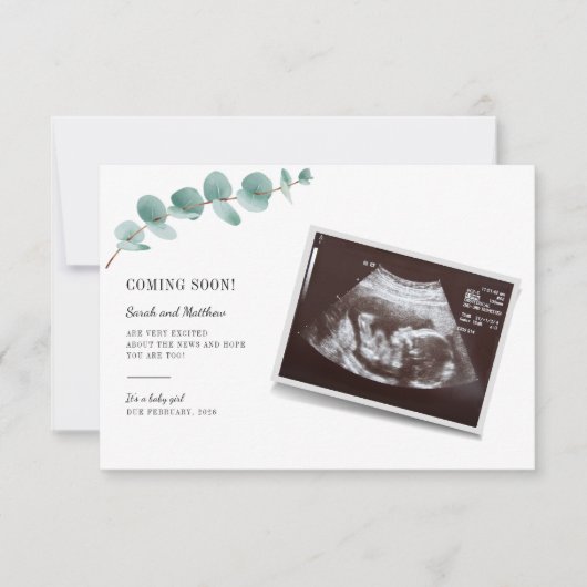 Eukalyptus Pregnancy Announcement Girl Baby Reveal (Vorderseite)