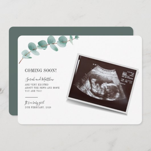 Eukalyptus Pregnancy Baby-Meldung (Vorne/Hinten)