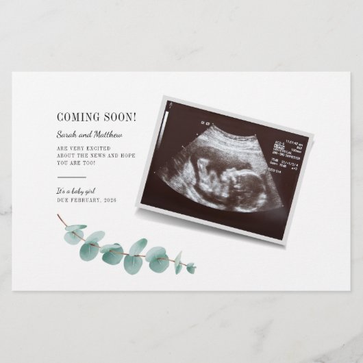 Eukalyptus Pregnancy Baby Reveal Briefpapier (Vorderseite)