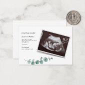 Eukalyptus Pregnancy Baby Reveal Mitteilungskarte (Vorderseite/Rückseite Beispiel)