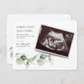 Eukalyptus Pregnancy Greenery Gender Reveal Card (Vorne/Hinten)