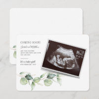 Eukalyptus Pregnancy Greenery Gender Reveal Card