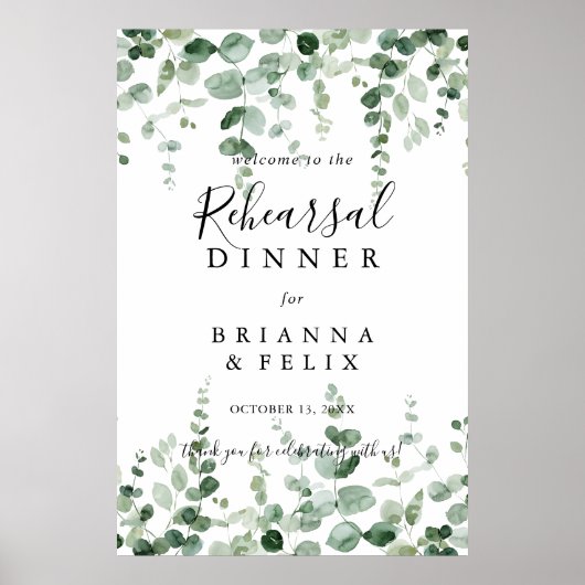 Eukalyptus Probe Abendessen Begrüßungszeichen Poster (Vorne)