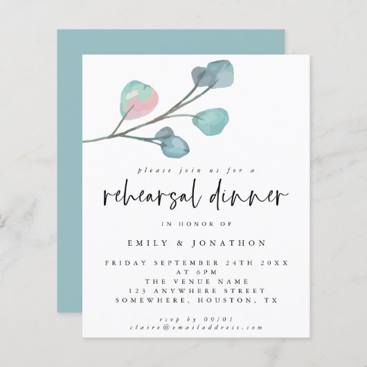 Eukalyptus Probe Abendessen Einladung (Vorne/Hinten)