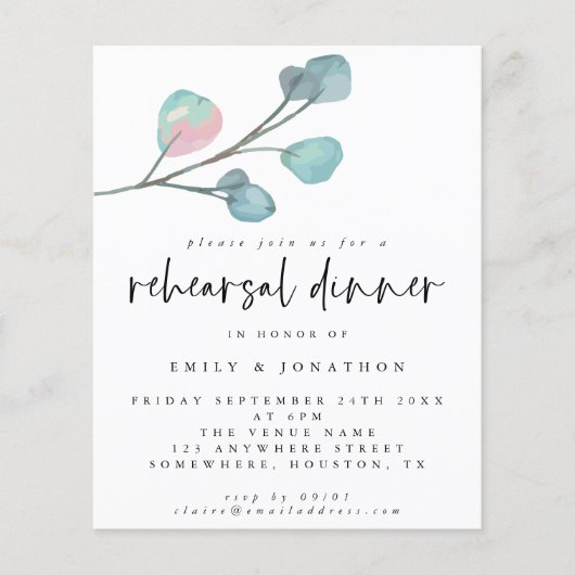 Eukalyptus Probe Abendessen Einladung (Vorderseite)