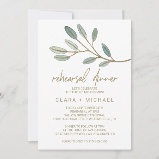 Eukalyptus-Probe-Dinner Einladung (Vorderseite)