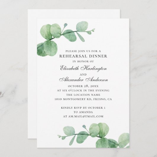 Eukalyptus-Probe Einladung (Vorne/Hinten)