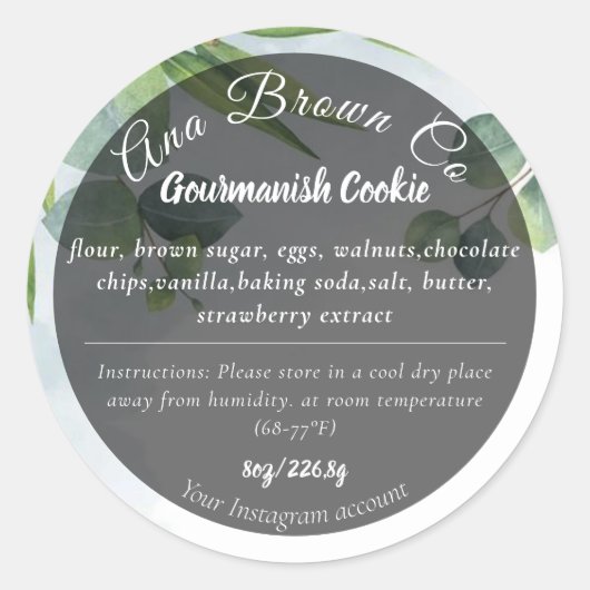 Eukalyptus-Produktkennzeichnung Runder Aufkleber (Vorderseite)