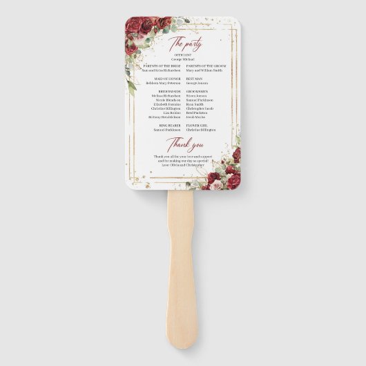 Eukalyptus-Programm für Bordeaux-Rose Fächer (Rückseite)