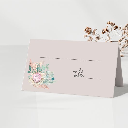 Eukalyptus Protea Pampas Hochzeit Tischnummer Platzkarte