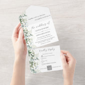 Eukalyptus QR-Code All In One Einladung (Abreißen)