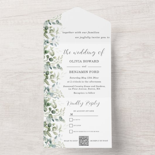 Eukalyptus QR-Code All In One Einladung (Innen Boden)