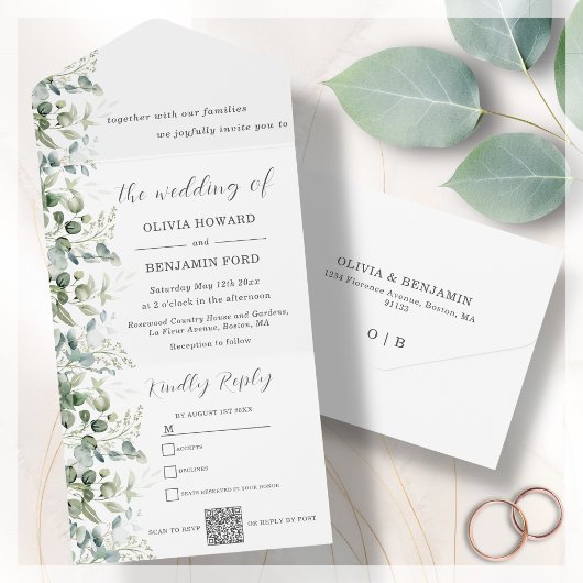 Eukalyptus QR-Code All In One Einladung