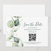 Eukalyptus QR Code Botanische Hochzeit Save The Date (Vorne/Hinten)