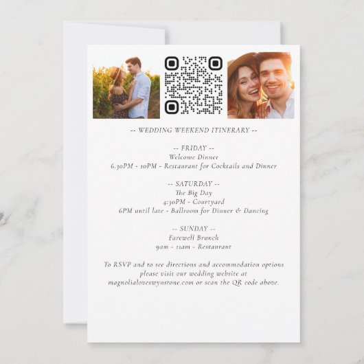 Eukalyptus QR Code Foto Hochzeitsreise Einladung (Rückseite)