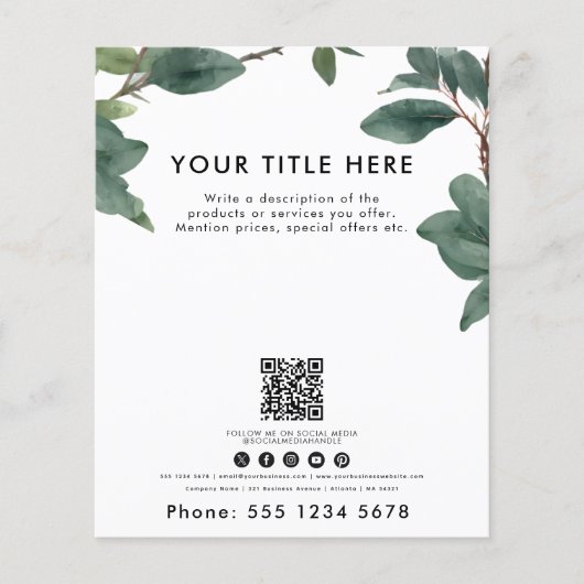 Eukalyptus QR-Code für Unternehmen Flyer (Vorne)