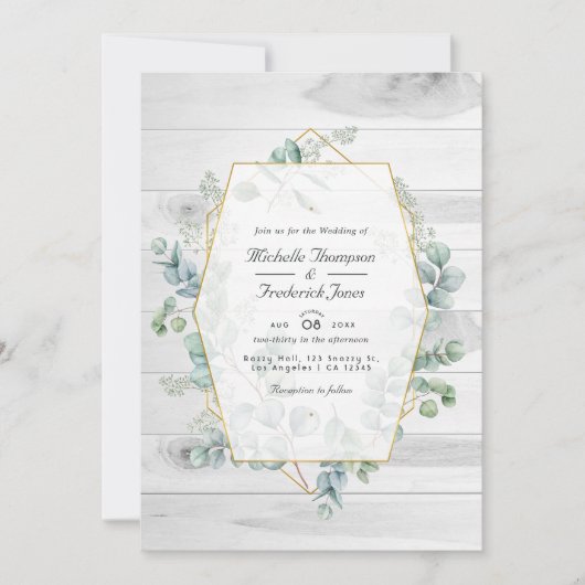 Eukalyptus QR Code Garden Wedding Einladung (Vorderseite)