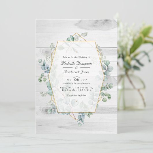 Eukalyptus QR Code Garden Wedding Einladung (Stehend Vorderseite)