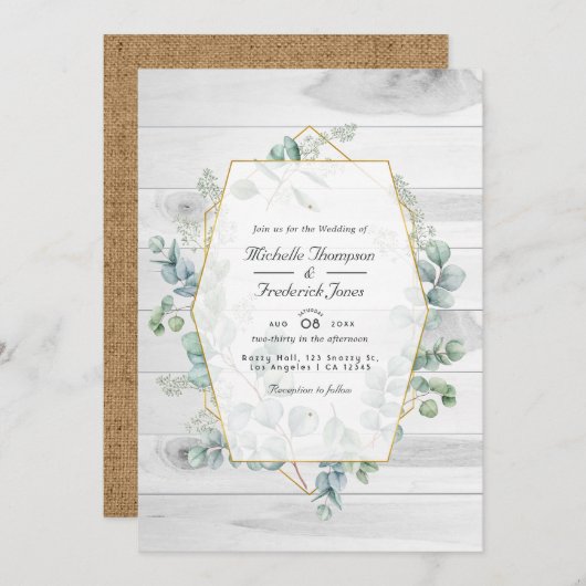 Eukalyptus QR Code Garden Wedding Einladung (Vorne/Hinten)