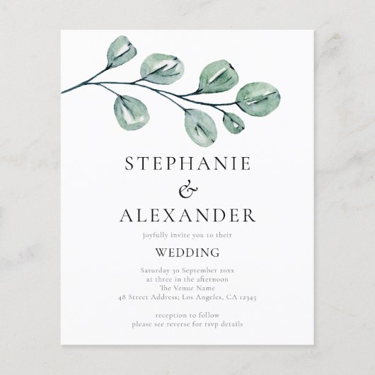 Eukalyptus QR Code Hochzeit einladen (Vorderseite)