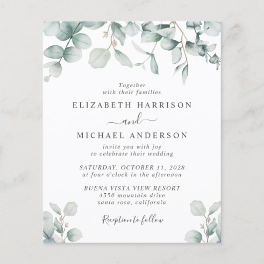 Eukalyptus QR Code Hochzeitsempfehlung (Vorderseite)