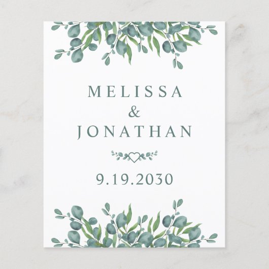 Eukalyptus QR Code Hochzeitsempfehlung (Vorderseite)