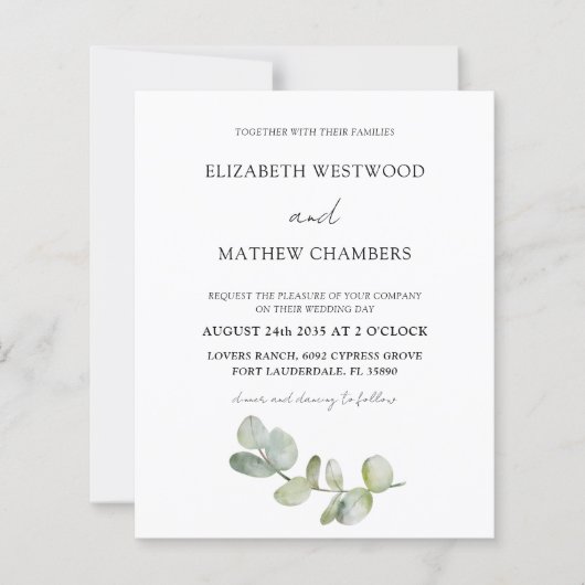 Eukalyptus QR Code Hochzeitsempfehlung (Vorderseite)