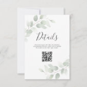 Eukalyptus QR Code Hochzeitungs-Detailkarte (Vorderseite)