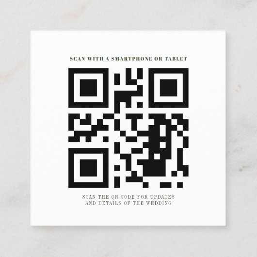 Eukalyptus QR-Code Minimalistisch Save the Date Quadratische Visitenkarte (Rückseite)