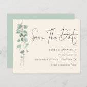 Eukalyptus QR Code Sage Ivory Save the Date (Vorne/Hinten)