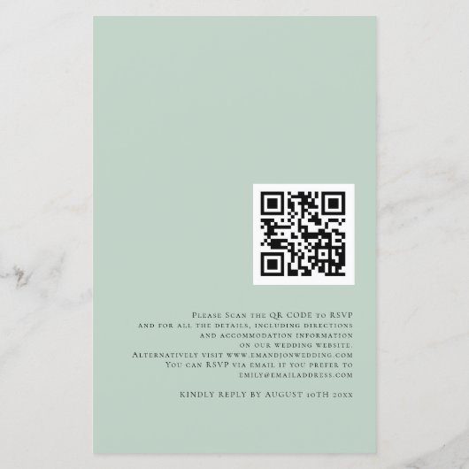 Eukalyptus QR Code Skript Einladung zur Hochzeit (Rückseite)